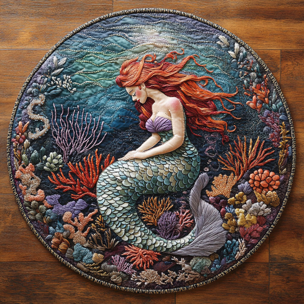 Mermaid Azure WN0306045CL Quilted Round Mat