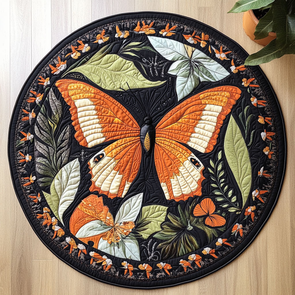Tribal Butterfly CW0107046CL Quilted Round Mat