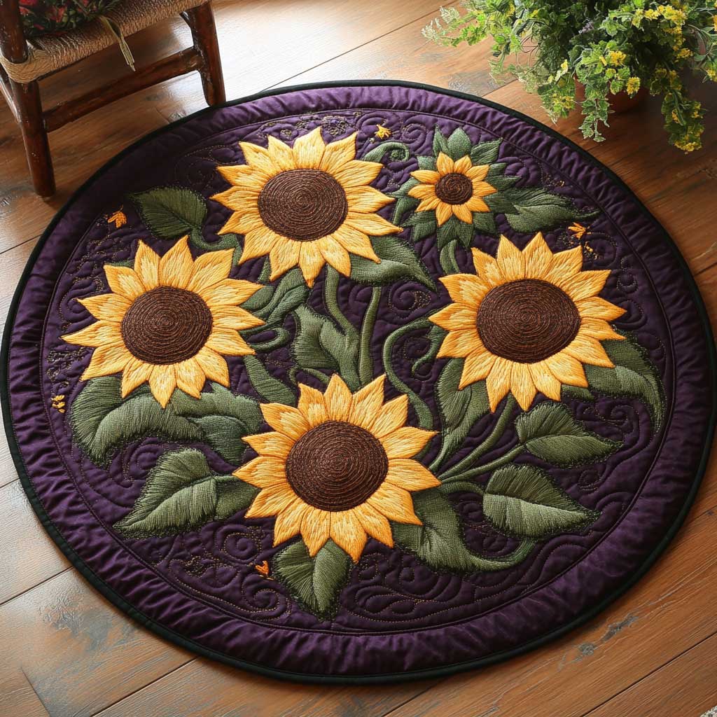 Radiant Sunflower WN1903109CL Quilted Round Mat