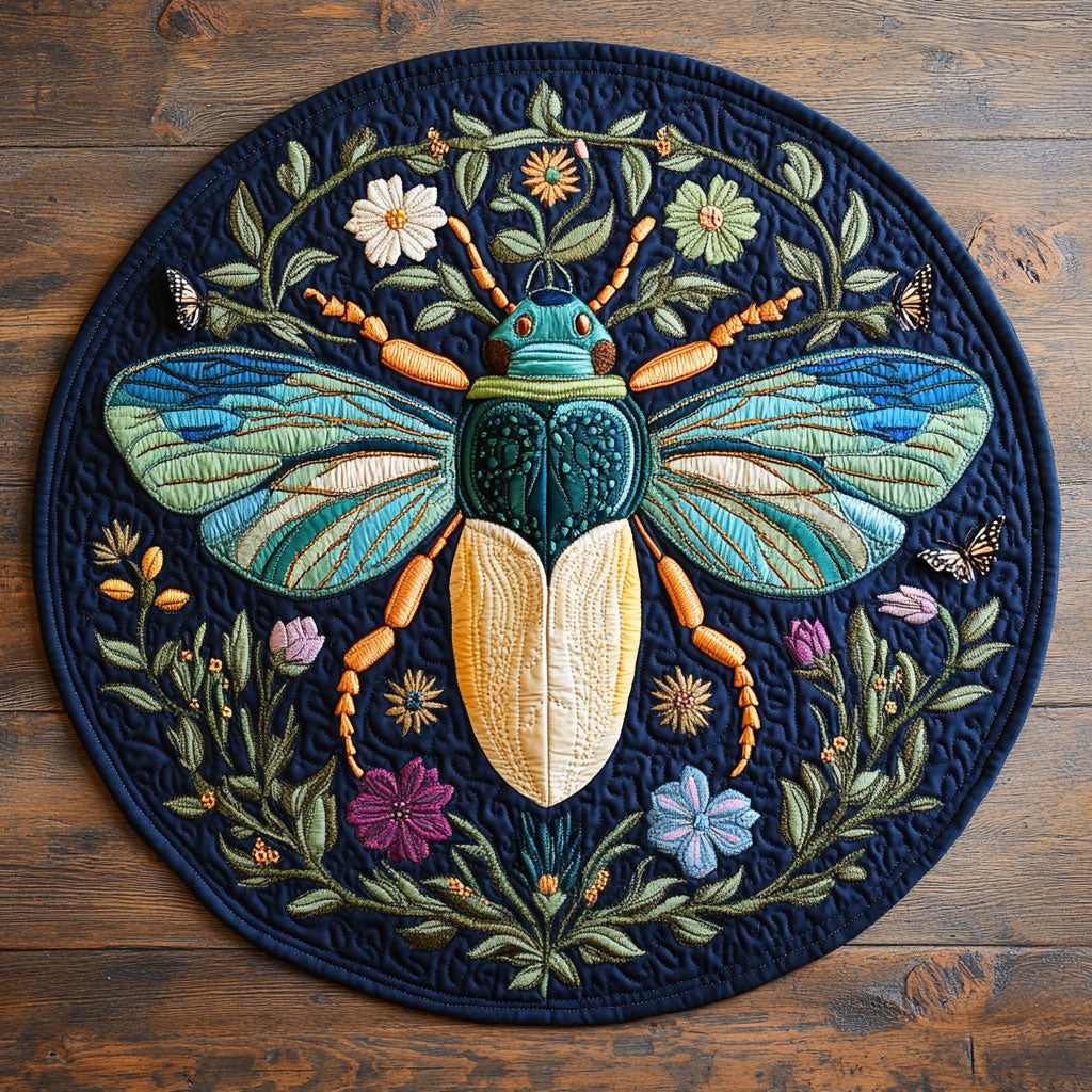 Beautiful Beetle CQ0306046CL Quilted Round Mat