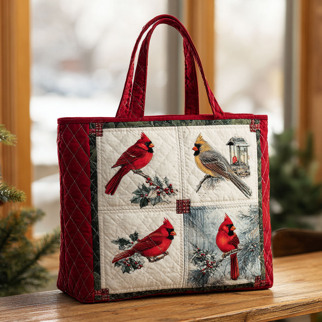Snow Cardinal CW0711018CL Quilted Tote Bag