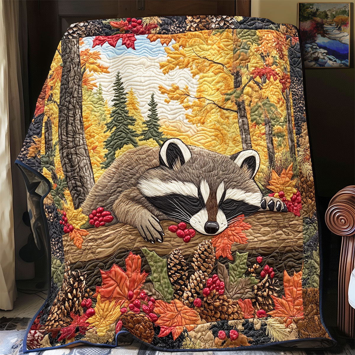 Raccoon Autumn WX3105057CL Quilt