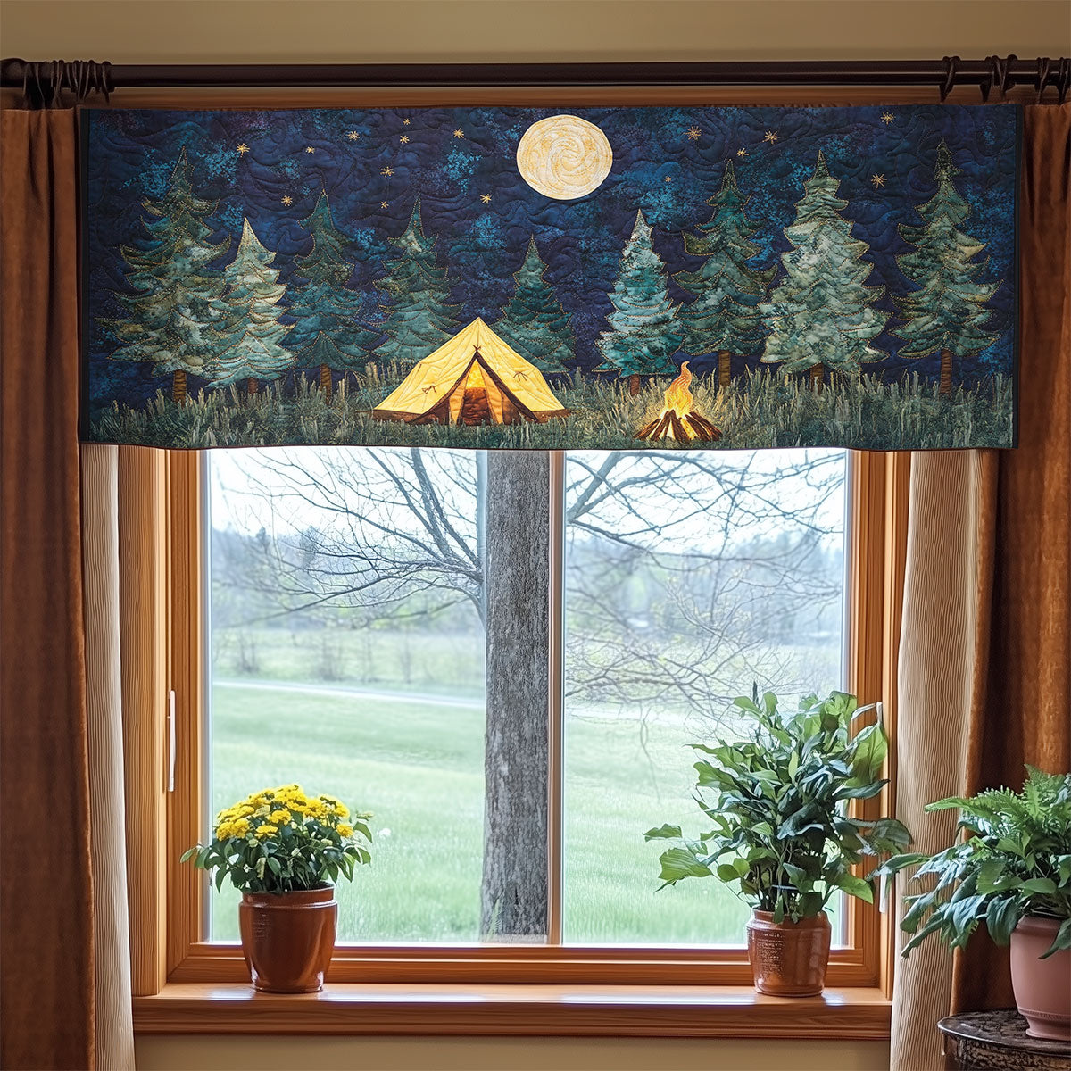 Camping Night WX2203139CL Quilted Valance