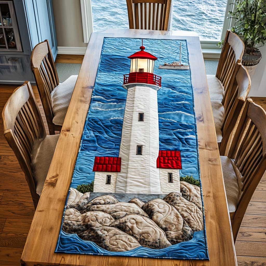 Ocean Lighthouse View WN2503100CL Quilted Table Runner