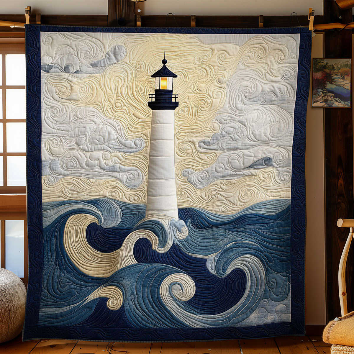 Lighthouse In Wave WY2103056CL Quilt