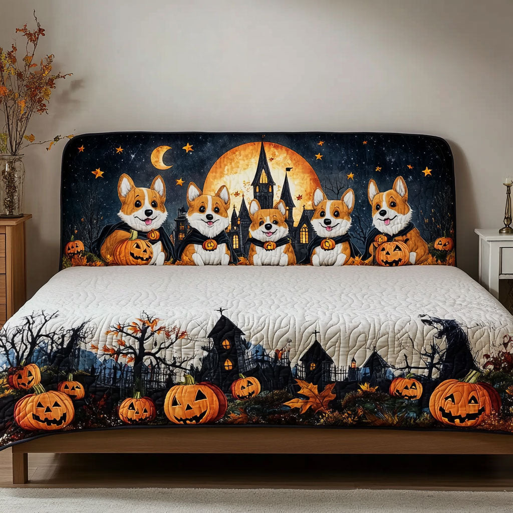 Spellbound Corgi WN1812028CL Quilted Headboard Slipcover