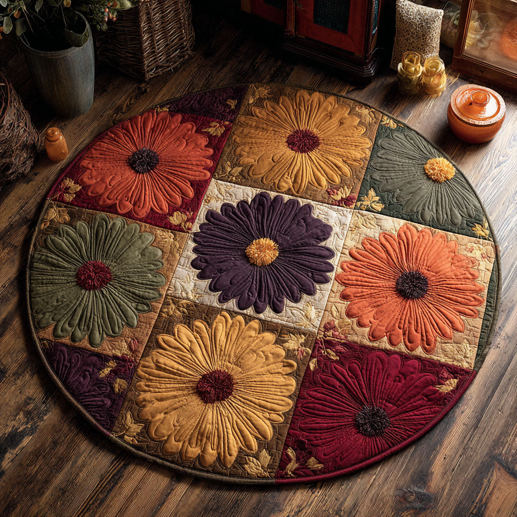 Autumn Daisy Bloom CW0708012CL Quilted Round Mat