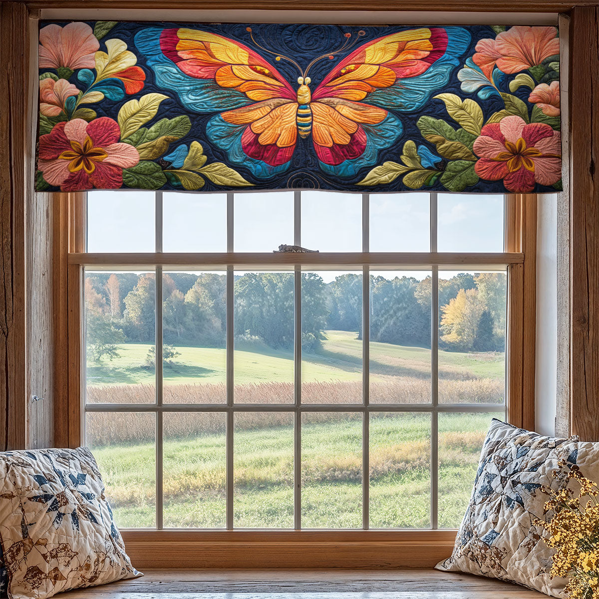 Floral Butterfly WX1405019CL Quilted Valance