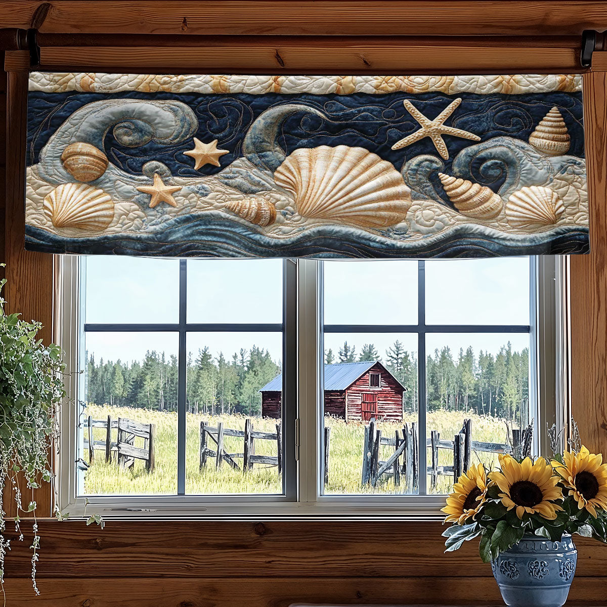 Waves And Shells WN2003076CL Quilted Valance
