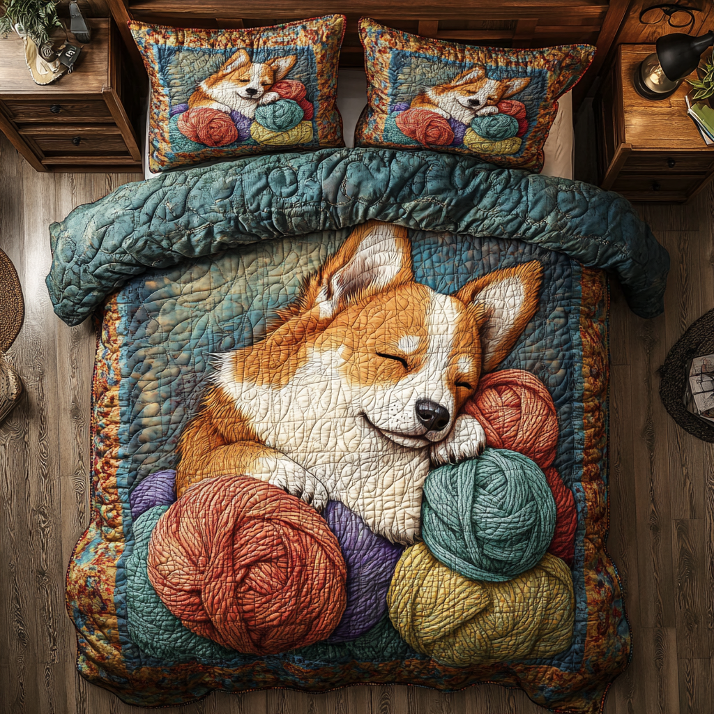 Corgi In Yarn WY1001027CL Duvet Cover Set