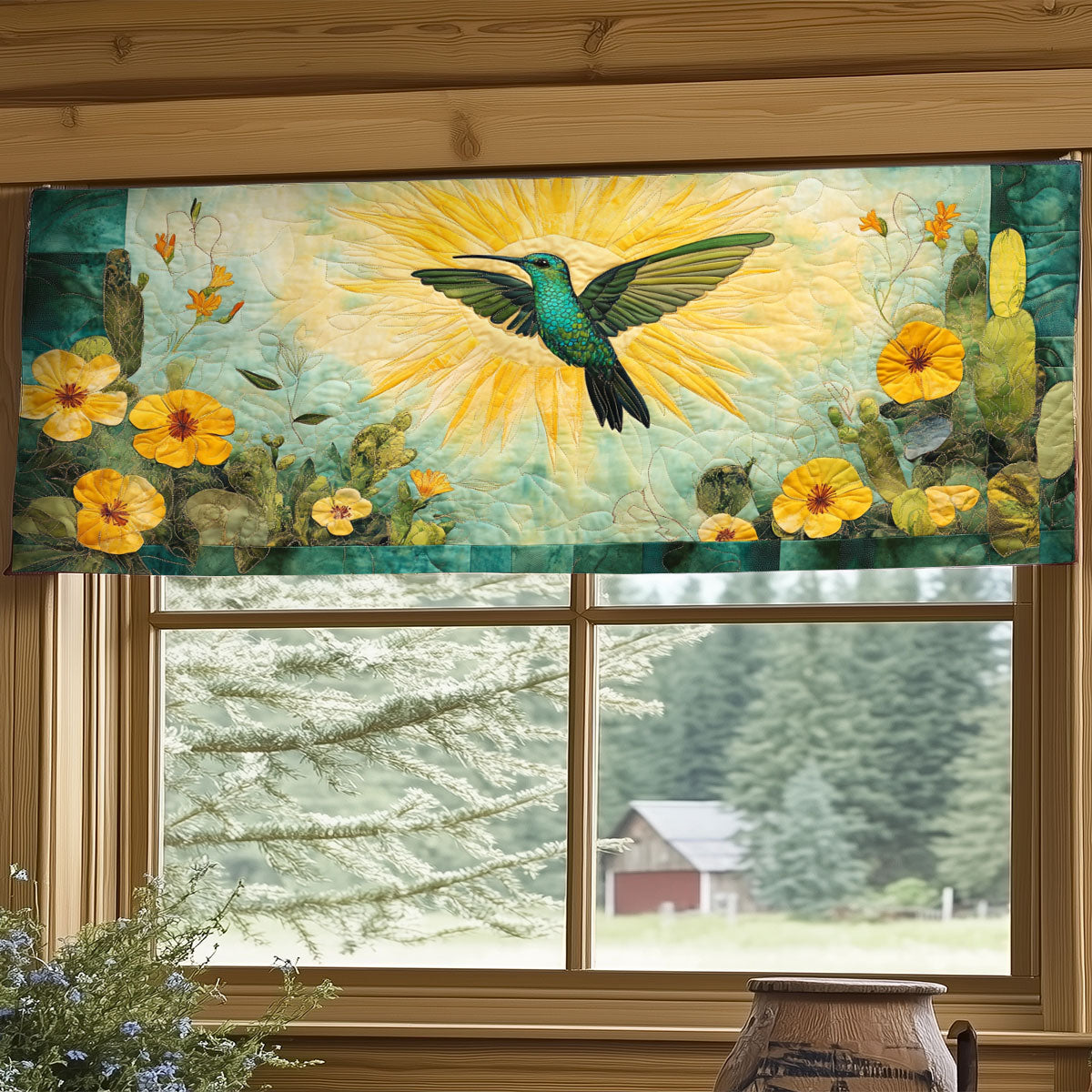 Radiant Hummingbird WY2904079CL Quilted Valance