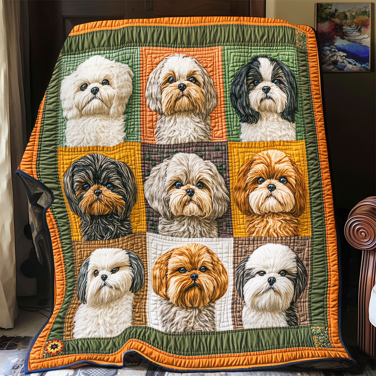 Cheerful Shih Tzu WX2612013CL Quilt