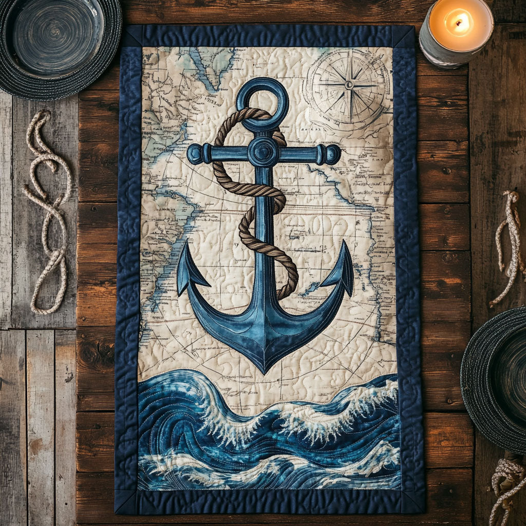 Ocean Voyage Anchor WX0307059CL Quilted Table Runner