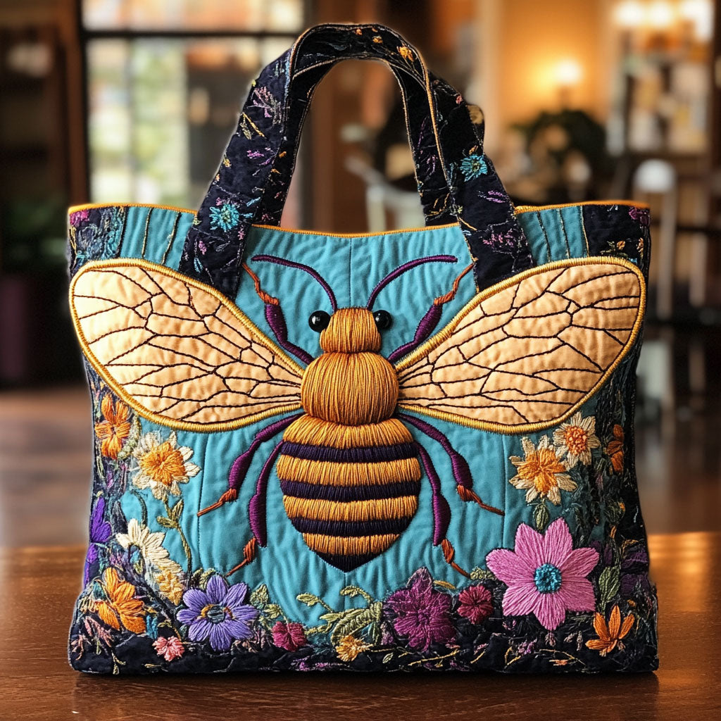 Floral Bee CW2209017CL Quilted Tote Bag