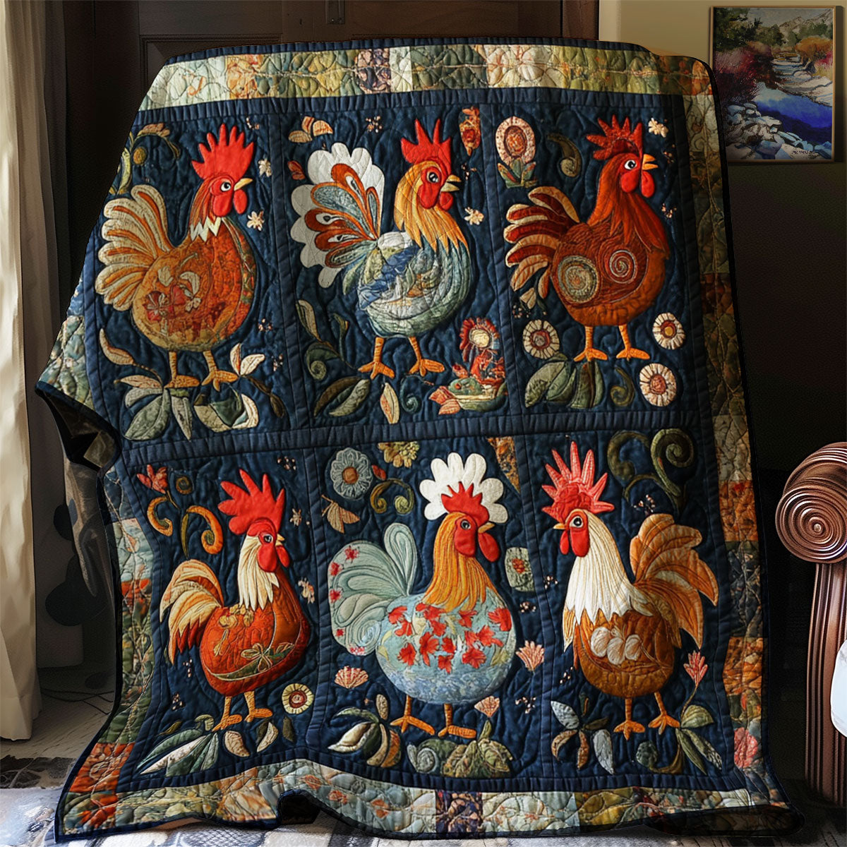 Folk Charm Chicken WJ2712018CL Quilt