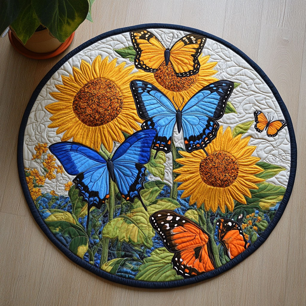 Sunny Butterfly CW0307046CL Quilted Round Mat