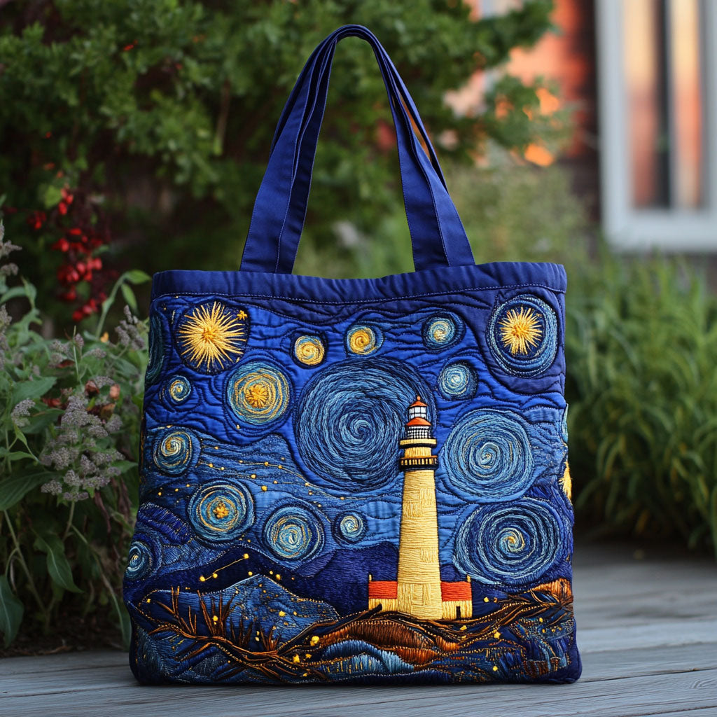 Midnight Beacon Lighthouse WN3009038CL Quilted Tote Bag
