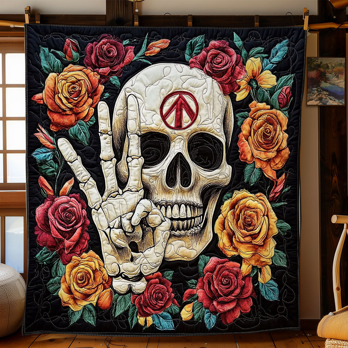 Hippe Floral Skull CW1005030CL Quilt