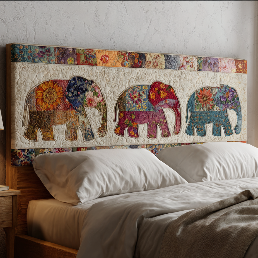 Floral Elephant XR2412020CL Quilted Headboard Slipcover