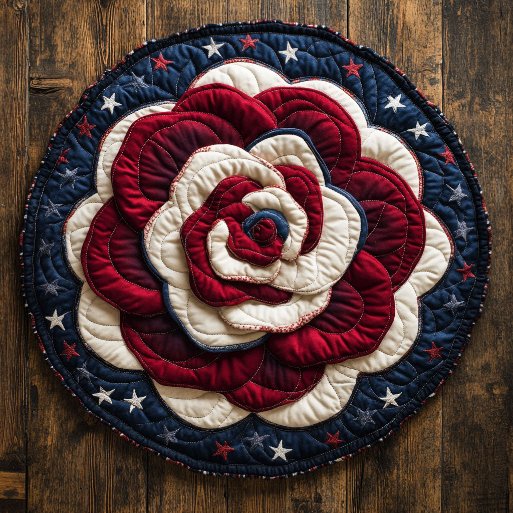 Patriotic Bloom CP1406009CL Quilted Round Mat