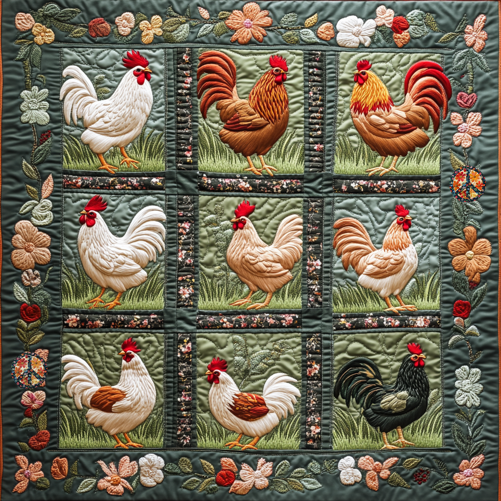 Garden Chickens XR1712003CL Quilt