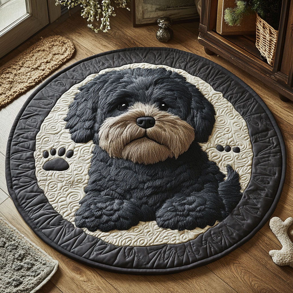 Black Poodle CP2105001CL Quilted Round Mat