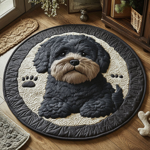 Black Poodle CP2105001CL Quilted Round Mat