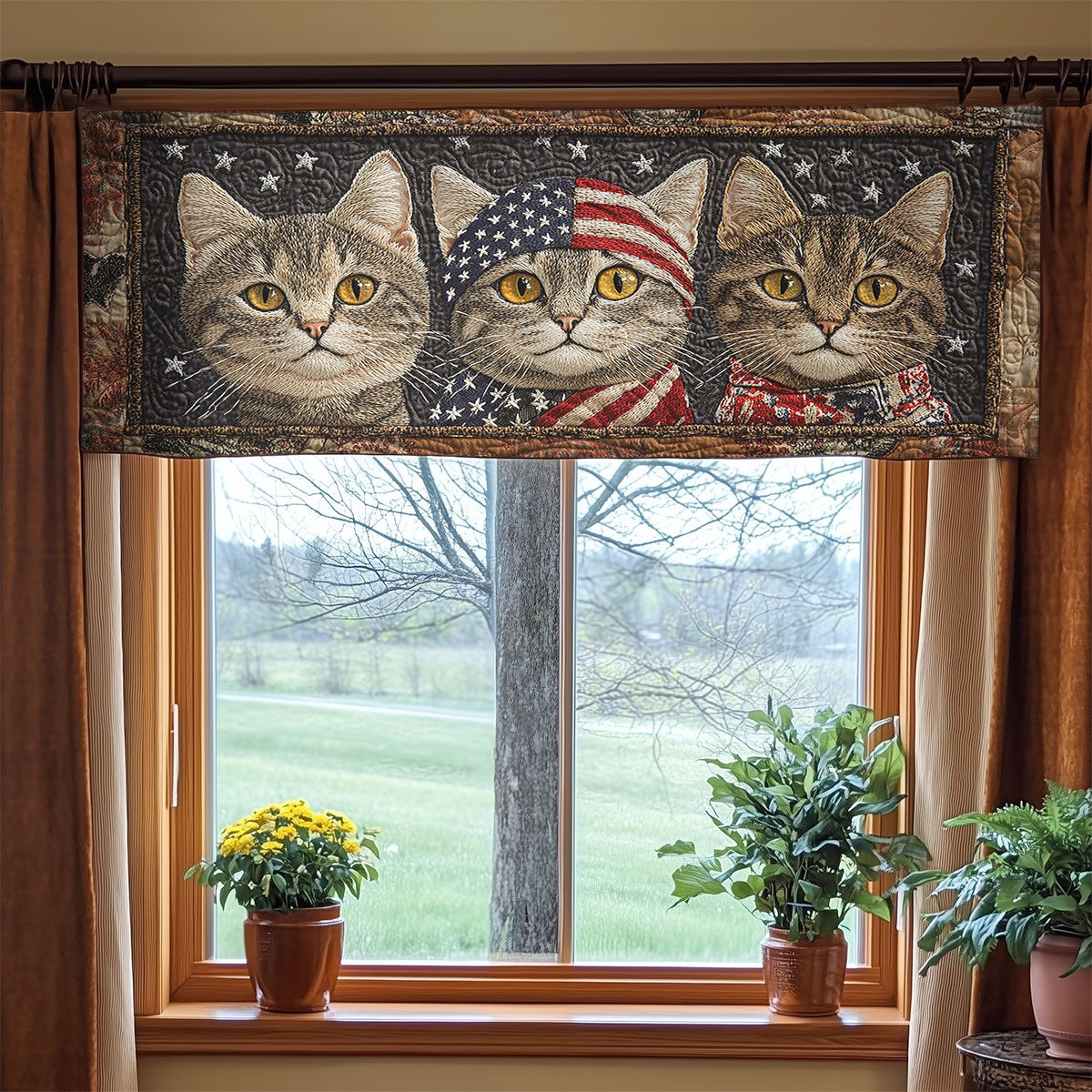 Cat Star WN1006023CL Quilted Valance