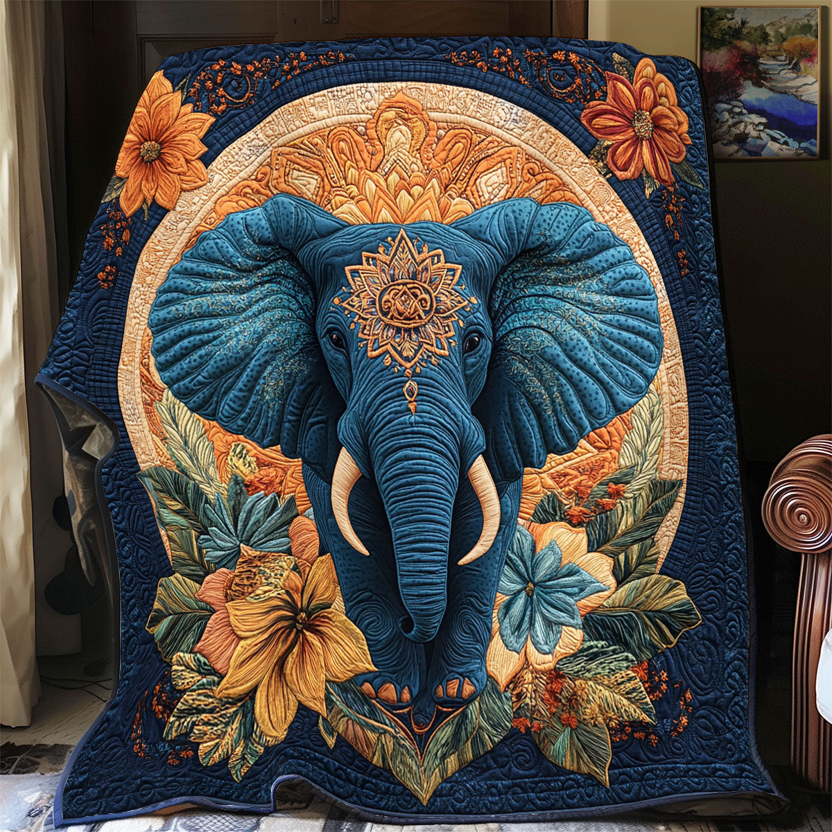 Floral Elephant WX0406023CL Quilt