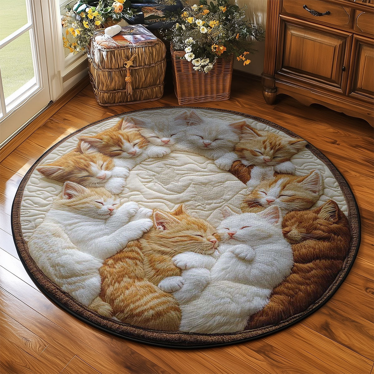 Purring Cat Heaven WN2203078CL Quilted Round Mat