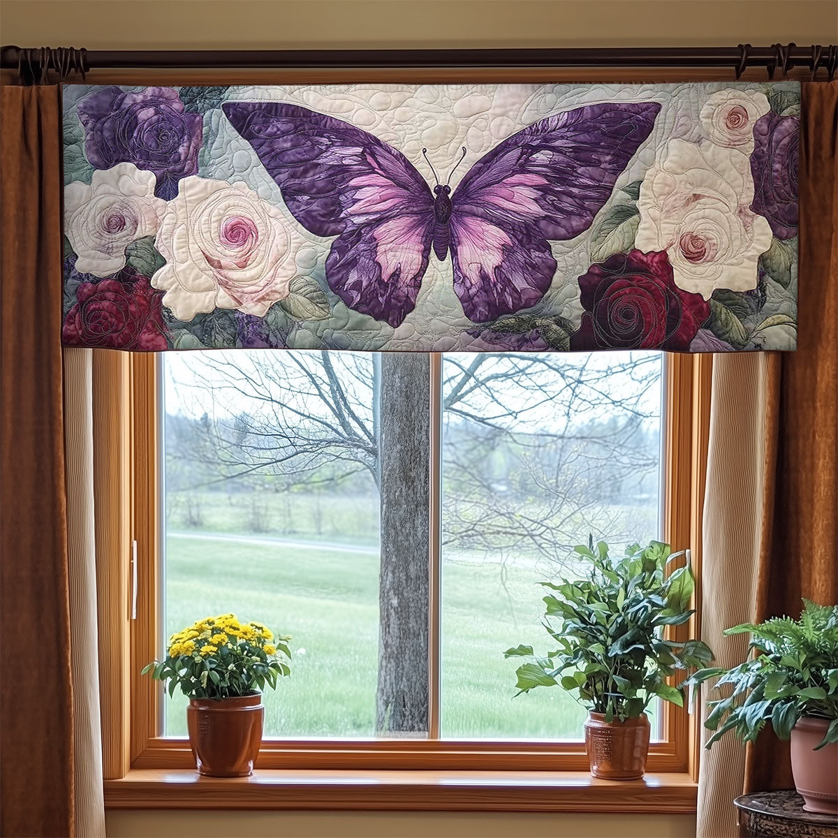 Blossom Butterfly WN2003009CL Quilted Valance