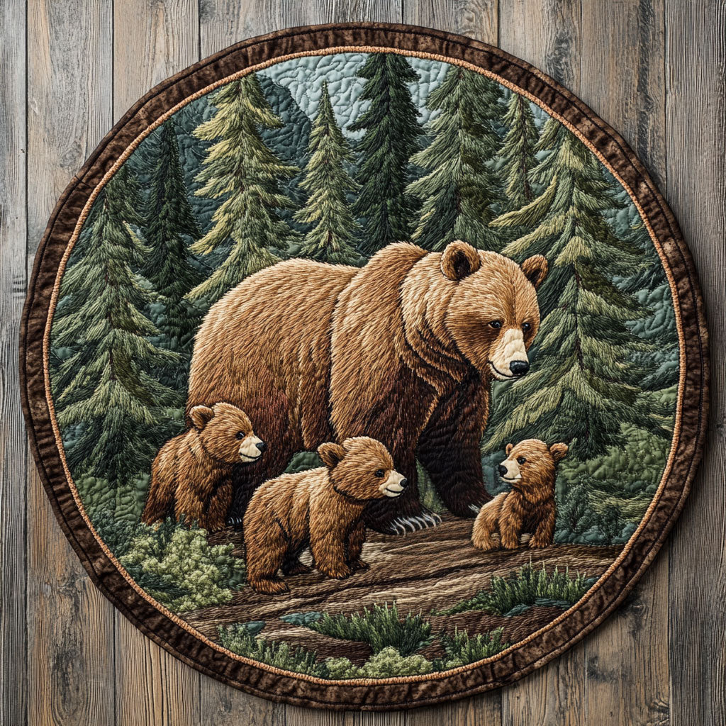 Mother And Cub CP2205005CL Quilted Round Mat
