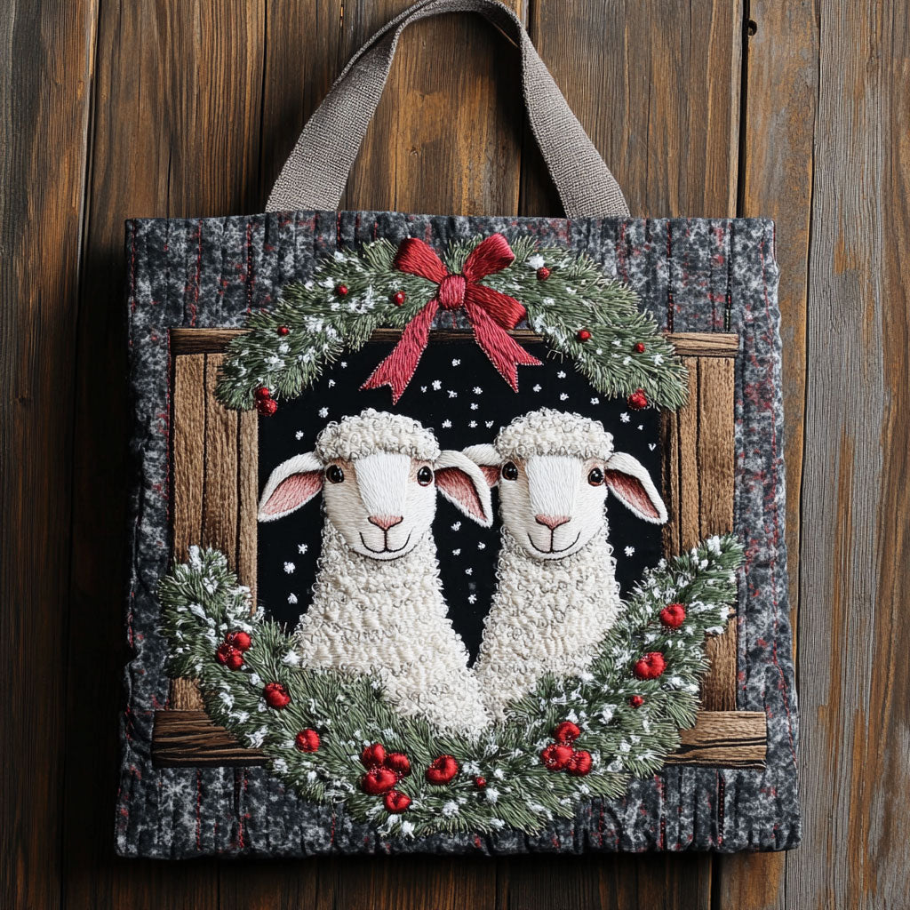 Sheep Frosty Cheer CW1711058CL Quilted Tote Bag