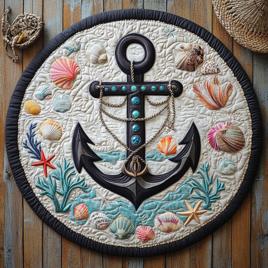 Tropical Anchor WY1106043CL Quilted Round Mat