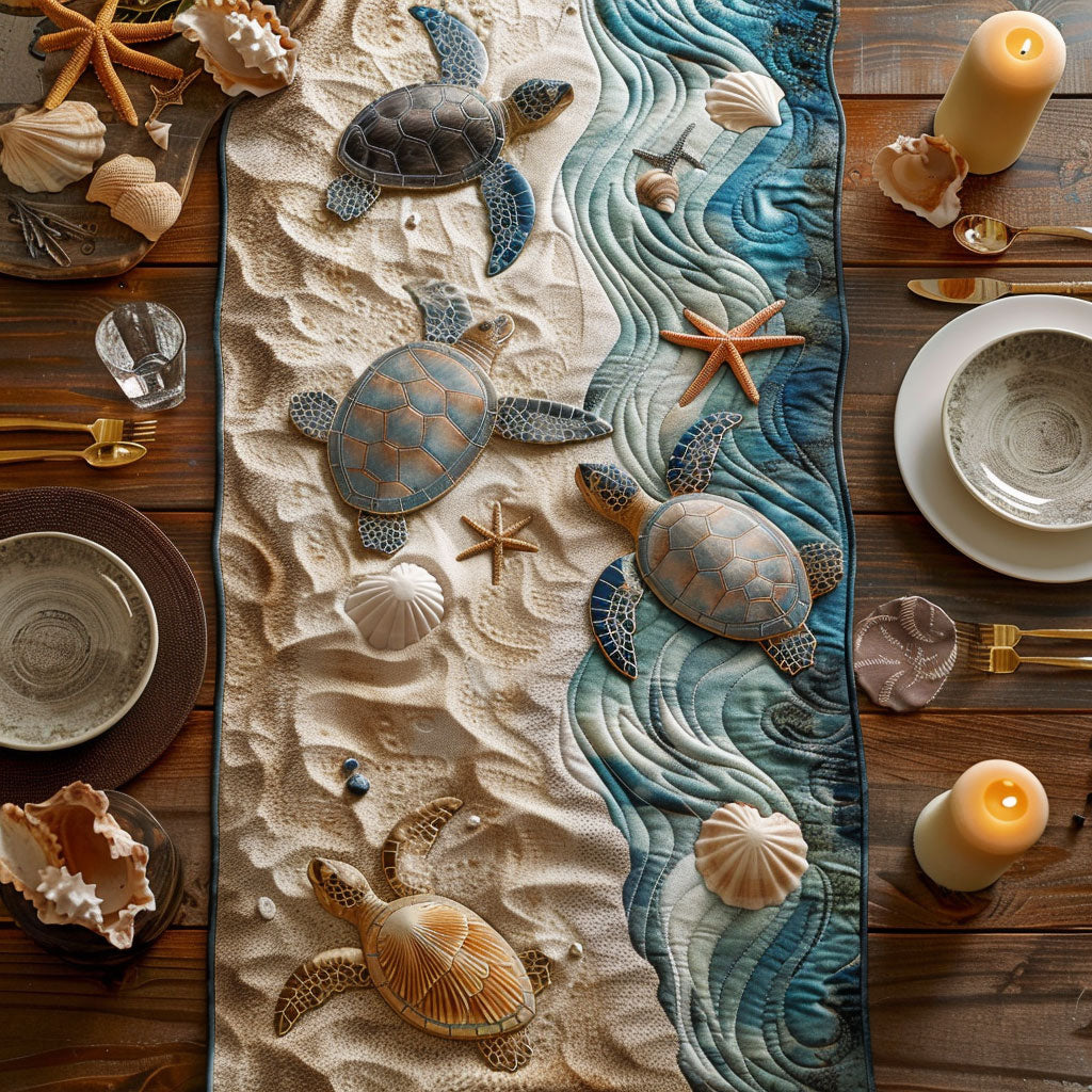 Sea Turtle CW2904043CL Quilted Table Runner