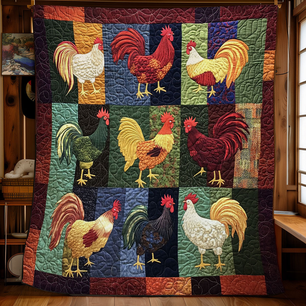 Roosters WY0901048CL Quilt