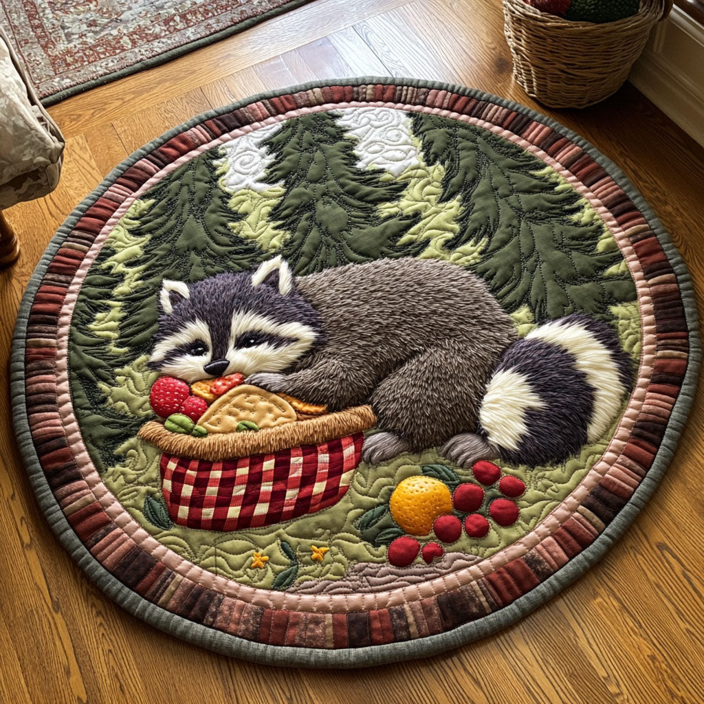 Steal Food Raccoon CP0406076CL Quilted Round Mat