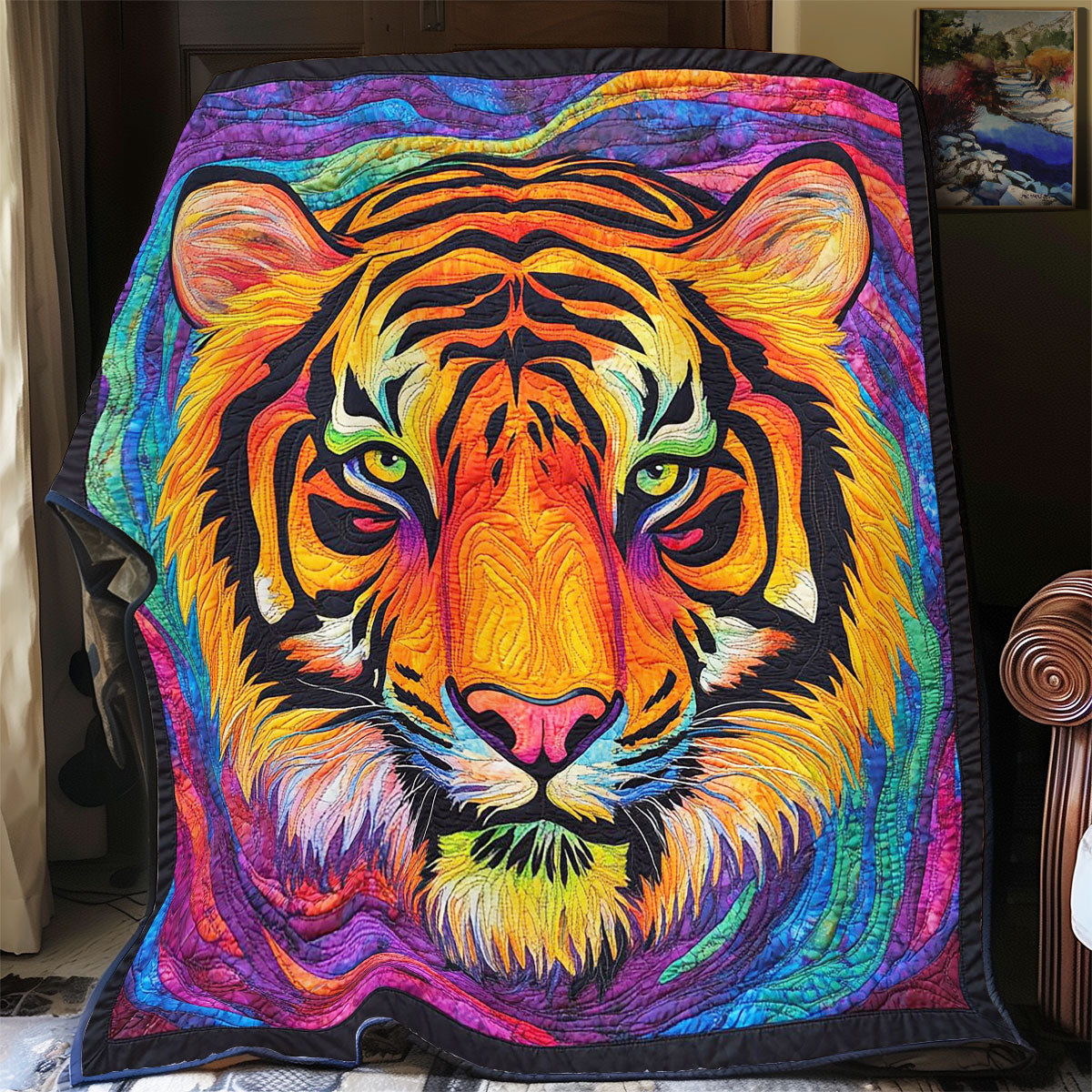 Colorful Abstract Tiger WY1701024CL Quilt