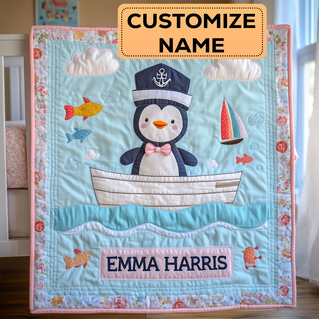 Dreamy Penguin CW1807006CL Personalized Baby Quilt