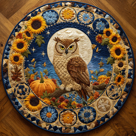 Floral Owl CW1108005CL Quilted Round Mat