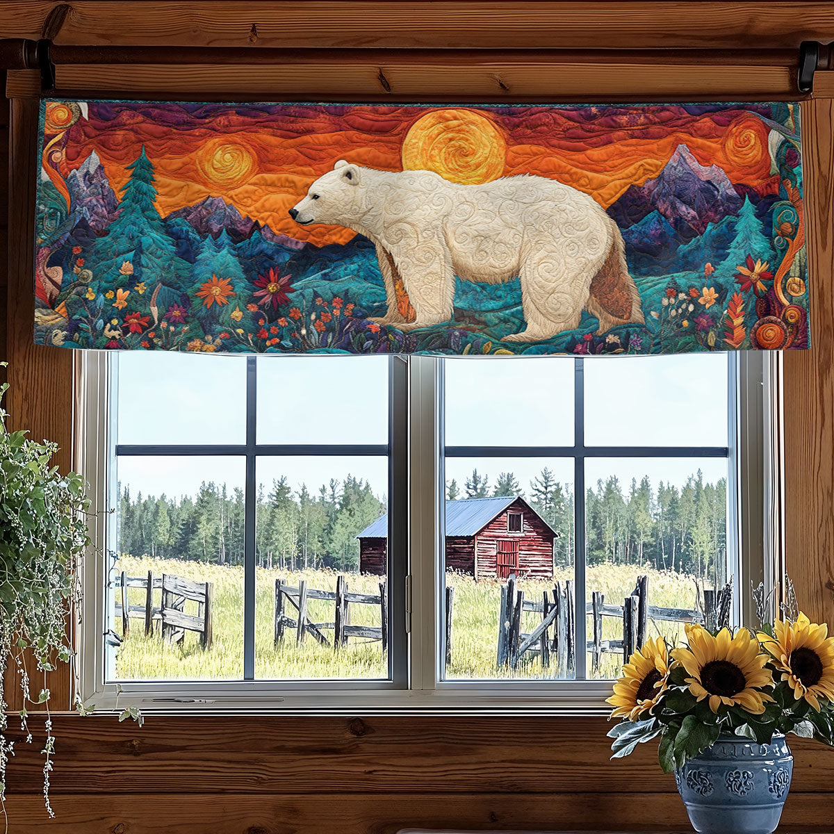 Cozy Bloom Bear WN2406012CL Quilted Valance
