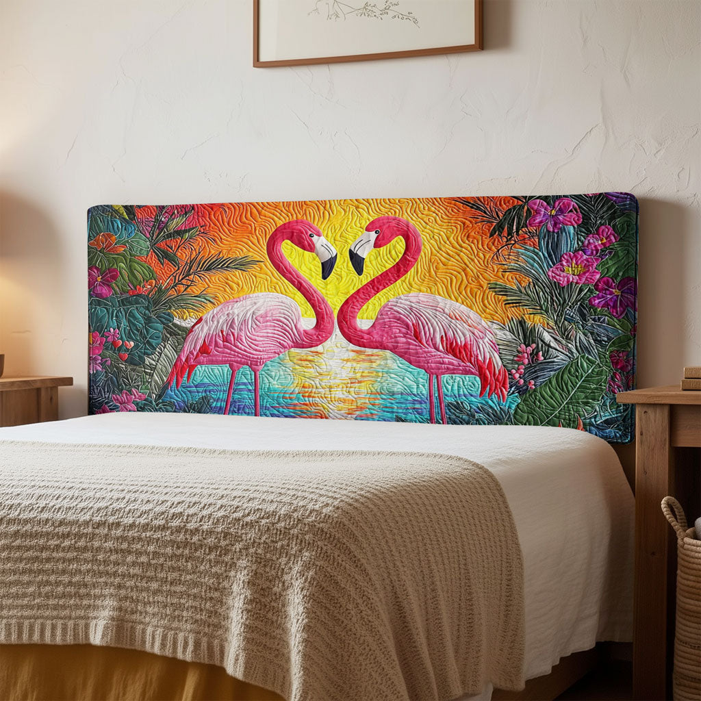 Flamingo Couple QA1112009CL Quilted Headboard Slipcover