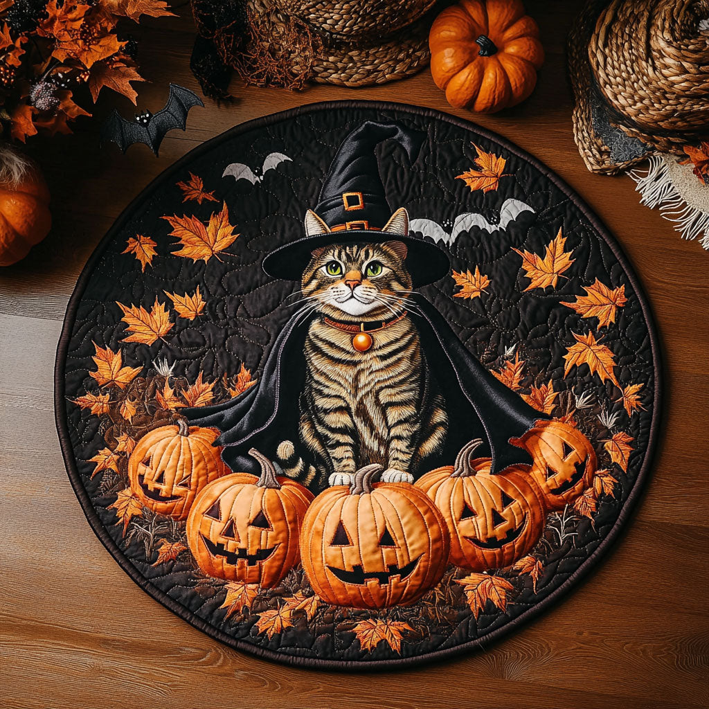 The Halloween Cats WY0608011CL Quilted Round Mat