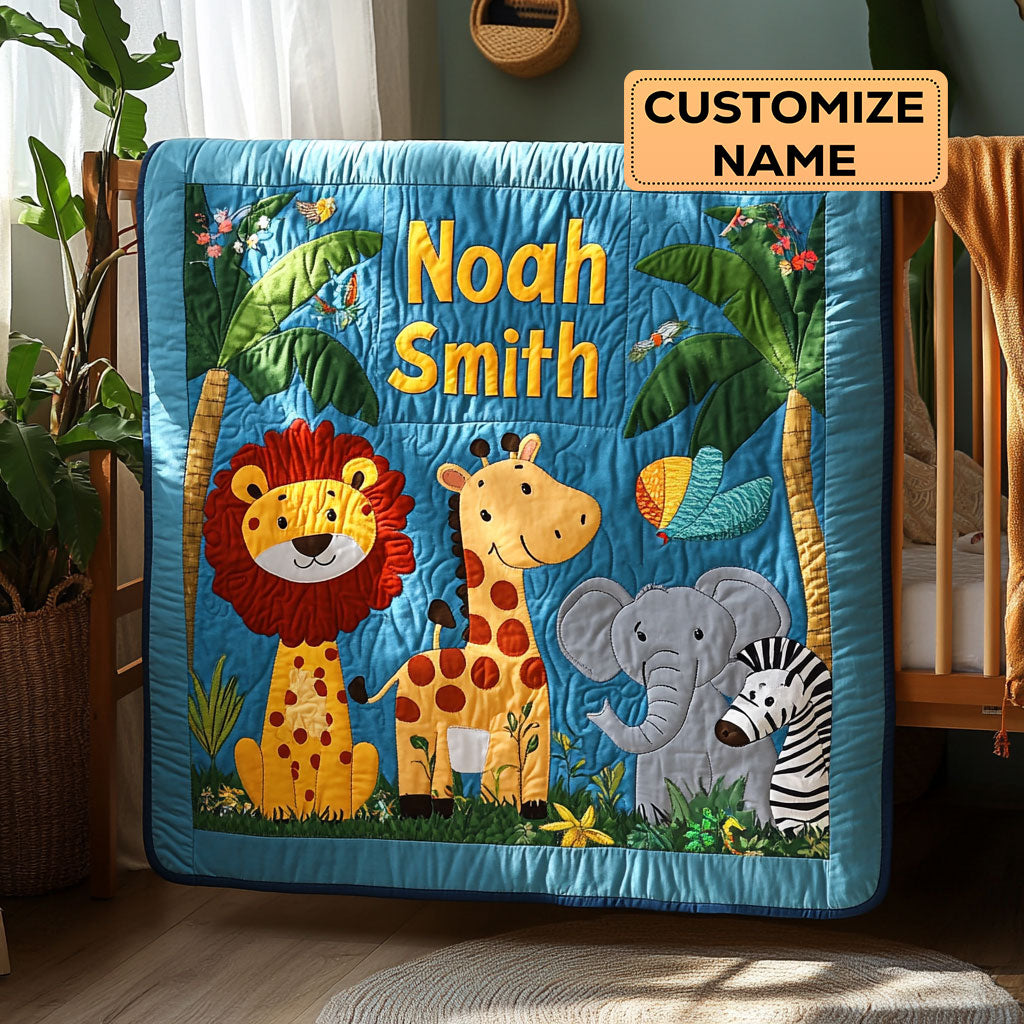 Dreamy Safari Ride WY1807003CL Personalized Baby Quilt