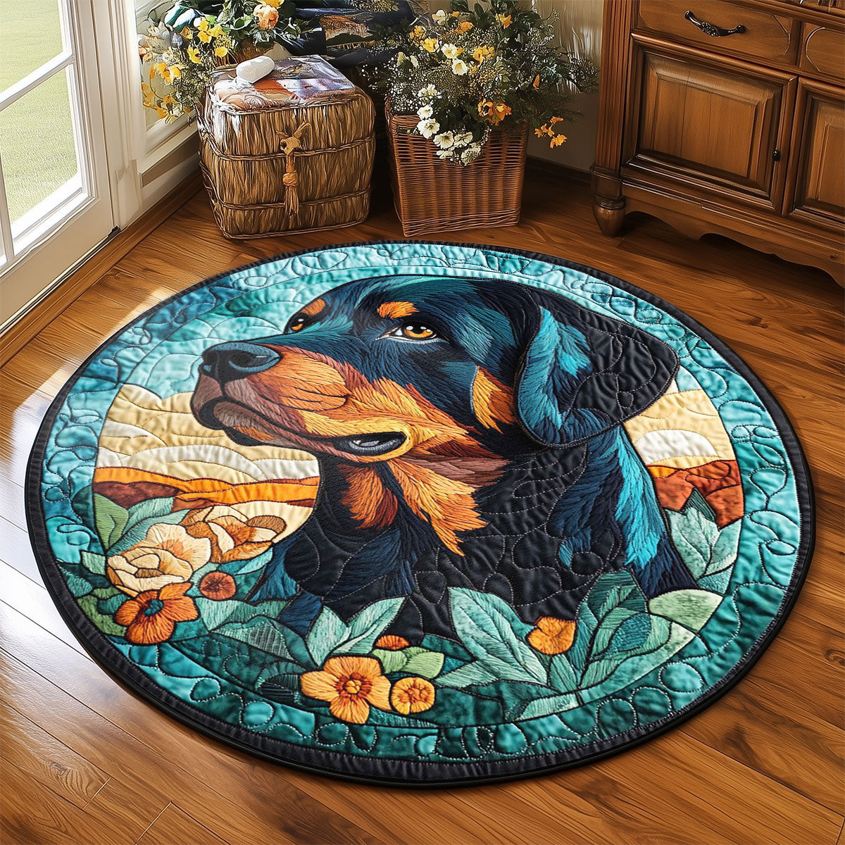 Solemn Rottweiler WP2204063CL Quilted Round Mat