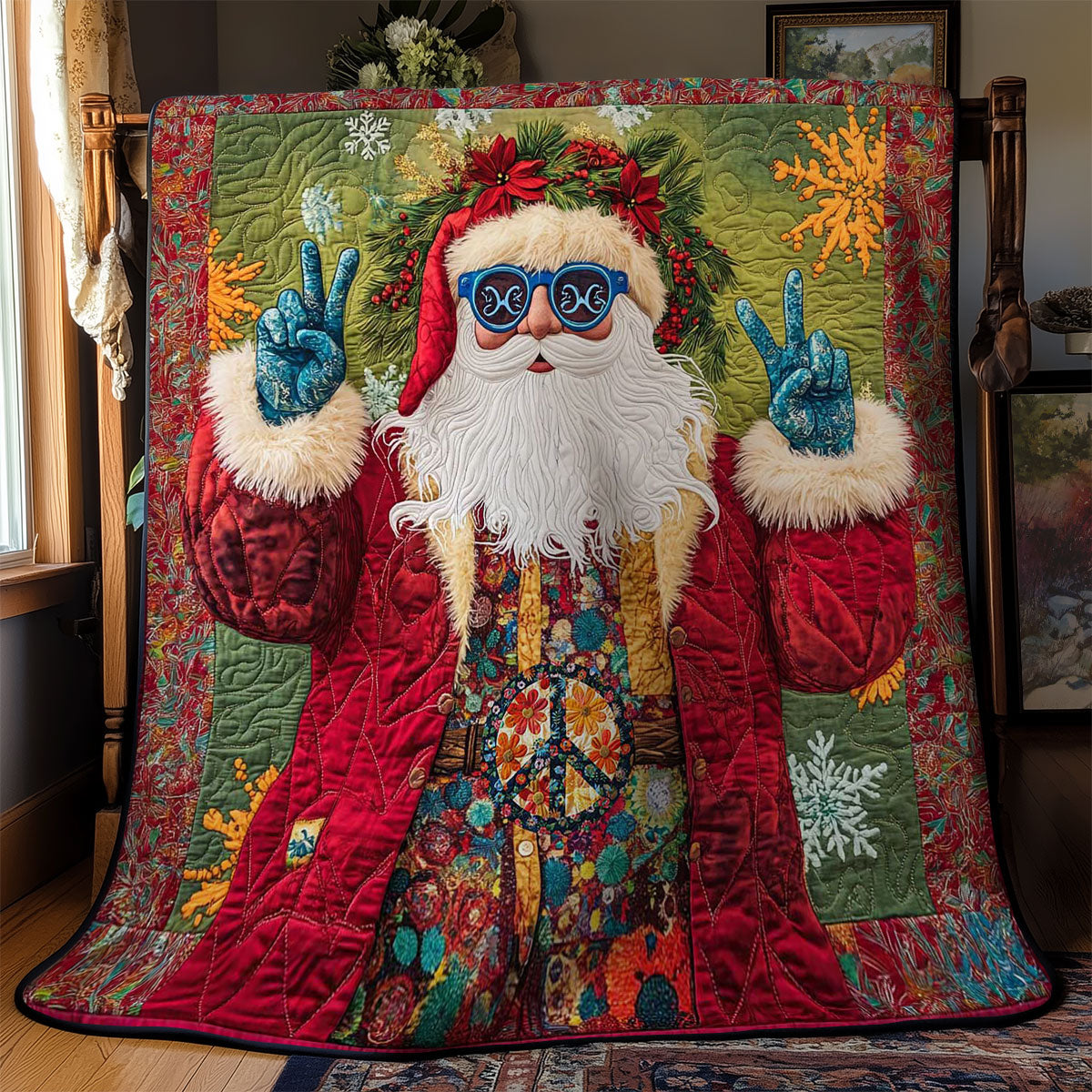 Groovy Peace Santa WN1712044CL Quilt