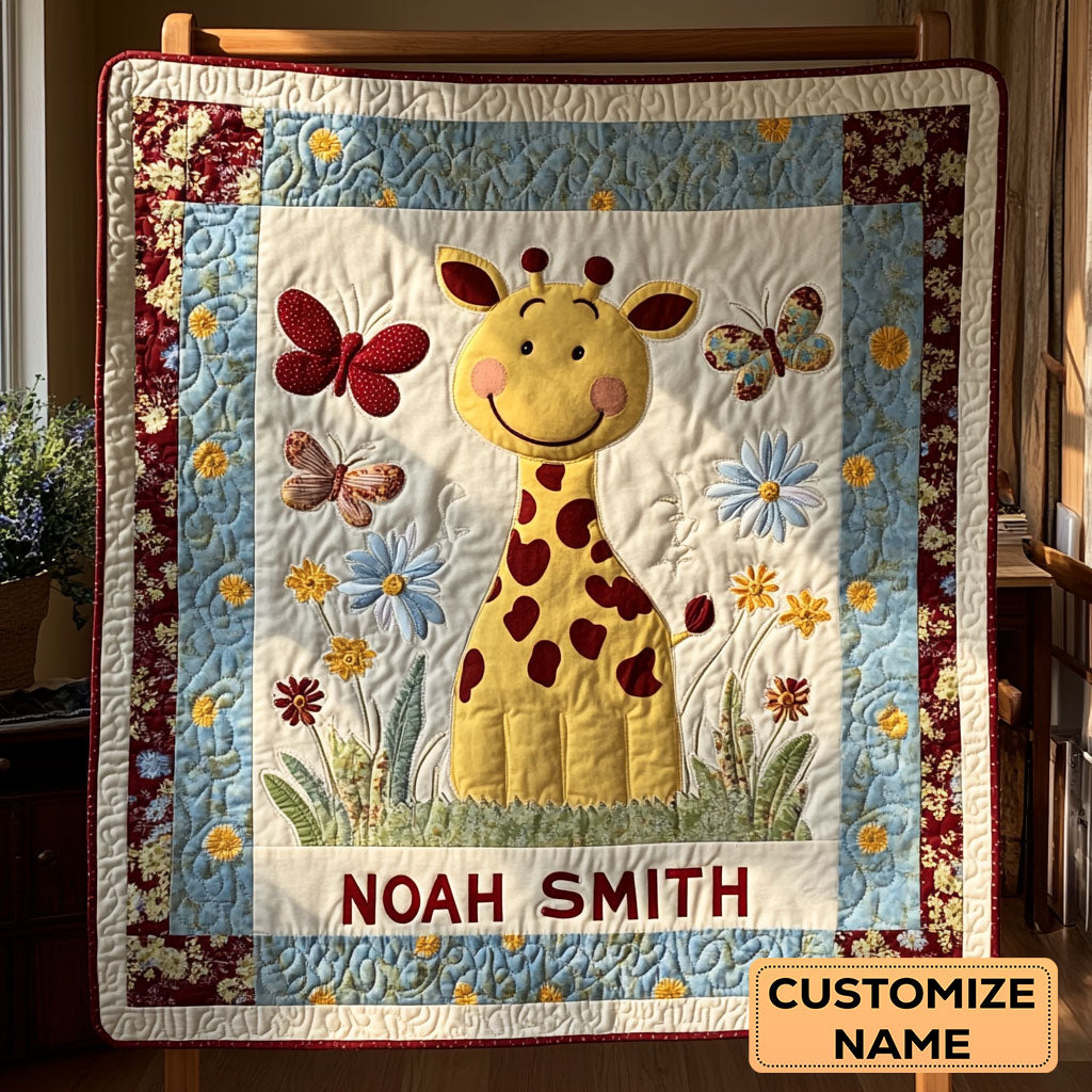 Giraffe Joy WY1807017CL Personalized Baby Quilt