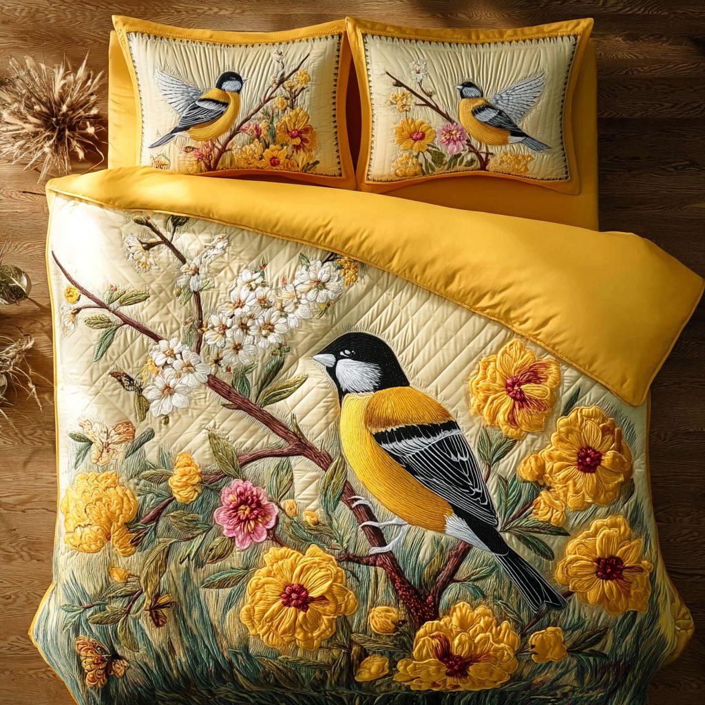 Yellow Finch Lovers XR1104002CL Duvet Cover Set