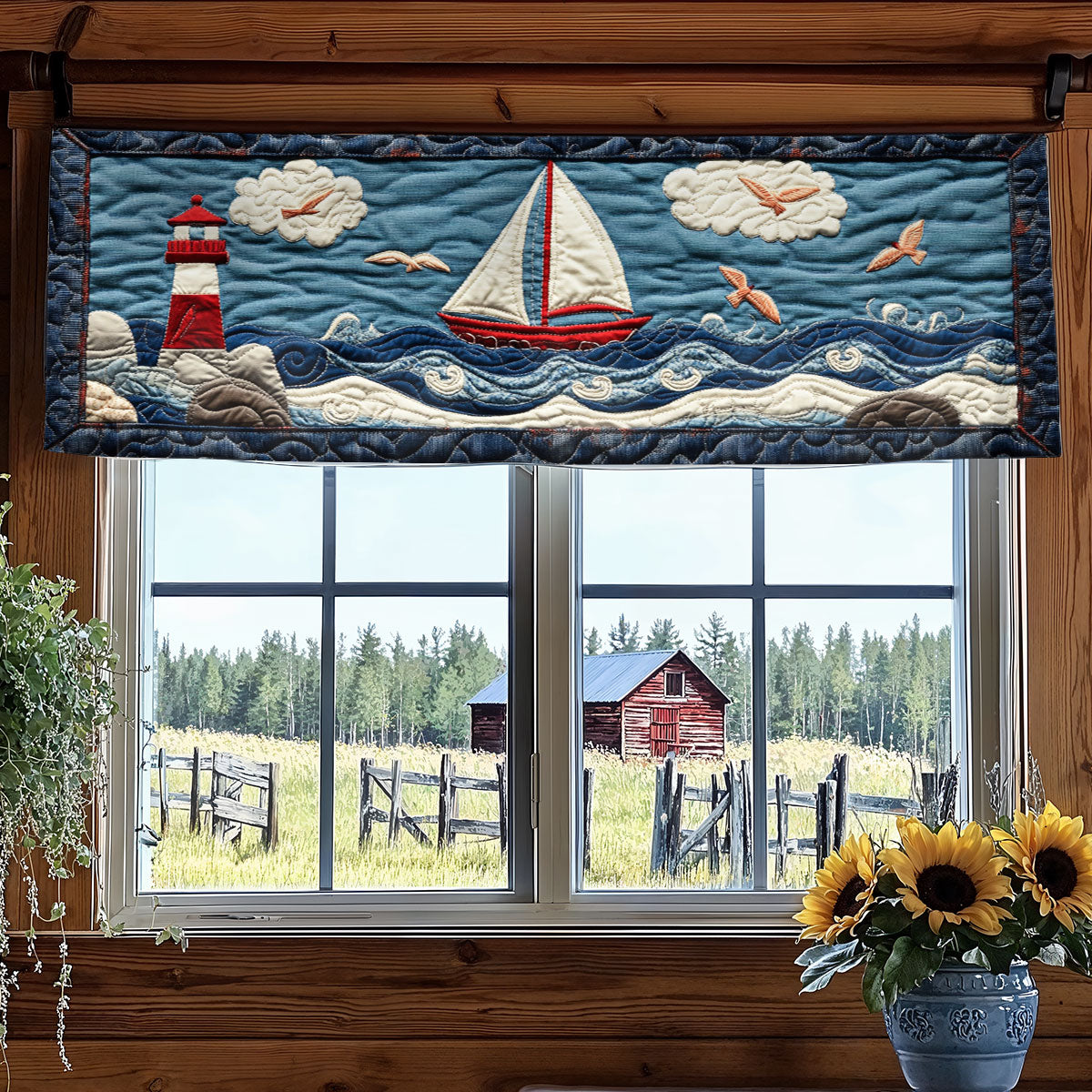 Lighthouse Dreams WN0307076CL Quilted Valance