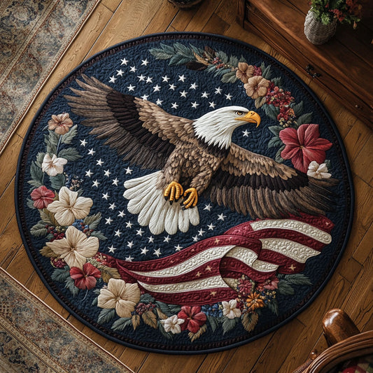 Bald Eagle Courage WN1206008CL Quilted Round Mat